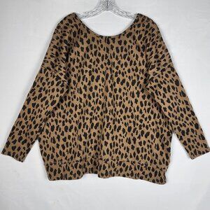 She + Sky Animal Print Sweatshirt Women's Small‎ Brown Black V Back Leopard